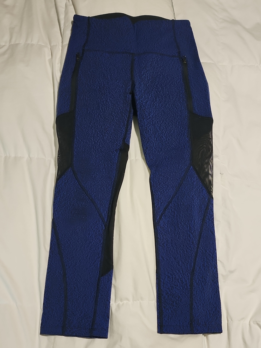 Vintage Lululemon Rush Hour Crop Leggings Blue Textured Mesh Pocket